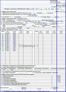 Образец заполнения формы 2-НДФЛ